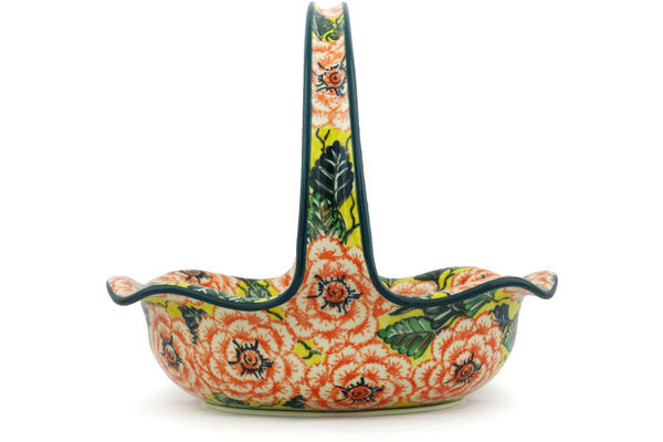 10" Basket with Handle - U1472 | Polish Pottery House