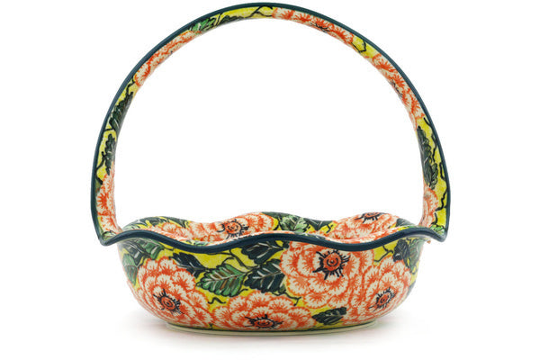 10" Basket with Handle - U1472 | Polish Pottery House
