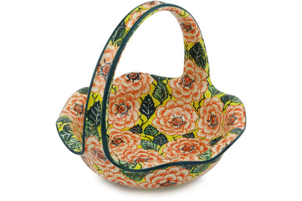 10" Basket with Handle - U1472 | Polish Pottery House