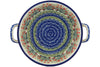8" Round Baker with Handles - Crimson Bells | Polish Pottery House