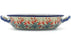 8" Round Baker with Handles - Crimson Bells | Polish Pottery House