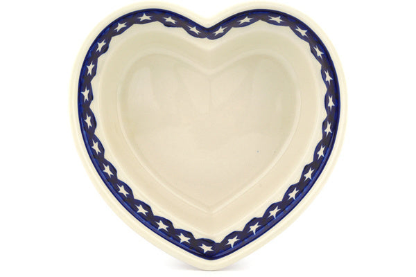 8" Heart Bowl - Stars & Stripes | Polish Pottery House