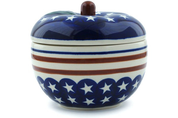 5" Apple Baker - Stars & Stripes | Polish Pottery House
