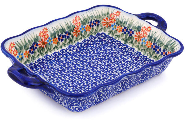 8" x 12" Rectangular Baker with Handles - D146 | Polish Pottery House