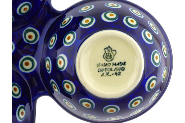 10" Condiment Server - Blue Peacock | Polish Pottery House