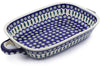11" x 18" Rectangular Baker with Handles - Peacock | Polish Pottery House
