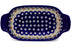 5" x 10" Rectangular Baker with Handles - Blue Old Poland | Polish Pottery House