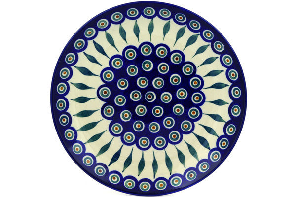 11" Dinner Plate - Blue Peacock | Polish Pottery House