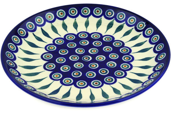 11" Dinner Plate - Blue Peacock | Polish Pottery House