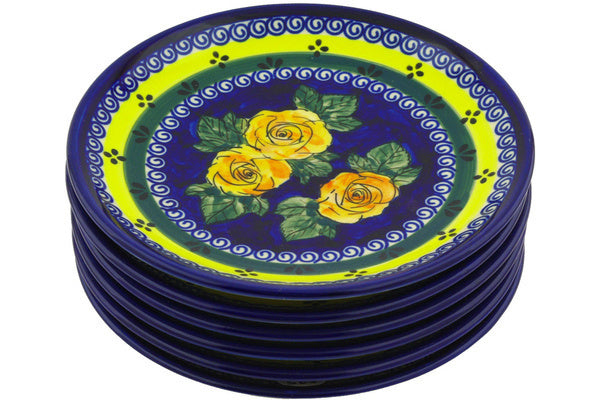 8" Set of 6 Salad Plates - DU44 | Polish Pottery House