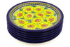 11" Set of 6 Dinner Plates - Sunny Blooms | Polish Pottery House