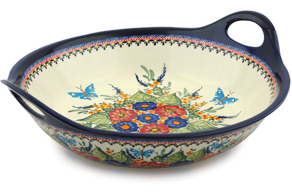 19 cup Serving Bowl with Handles - Butterfly Garden | Polish Pottery House
