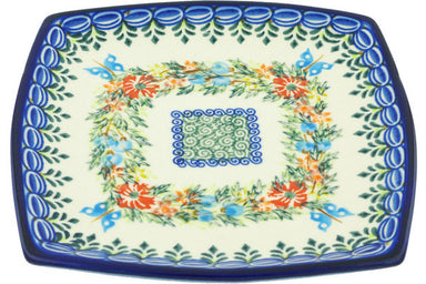 7" Square Salad Plate - D156 | Polish Pottery House