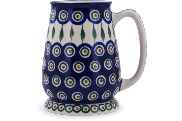 4 cup Stein - Blue Peacock | Polish Pottery House
