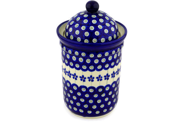 6 cup Canister - Floral Peacock | Polish Pottery House