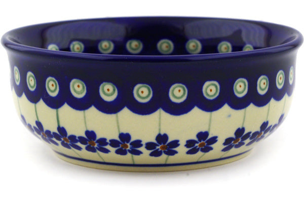 9 oz Dessert Bowl - Floral Peacock | Polish Pottery House