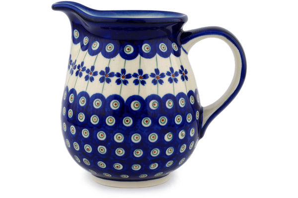 3 cup Pitcher - Floral Peacock | Polish Pottery House