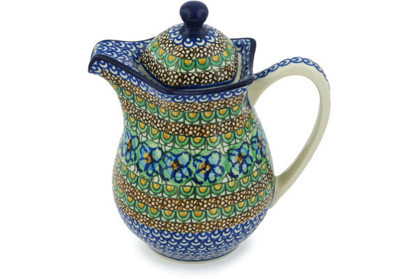 4 cup Pitcher with Lid - Moonlight Blossom | Polish Pottery House