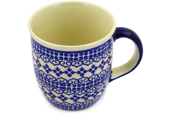 12 oz Mug - Blue Damask | Polish Pottery House