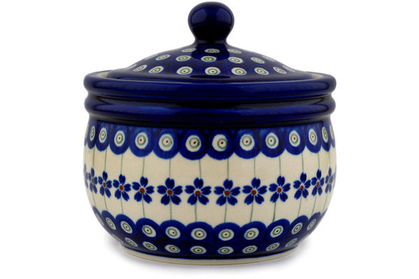 3 cup Canister - Floral Peacock | Polish Pottery House