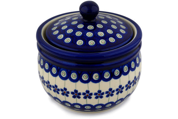 3 cup Canister - Floral Peacock | Polish Pottery House